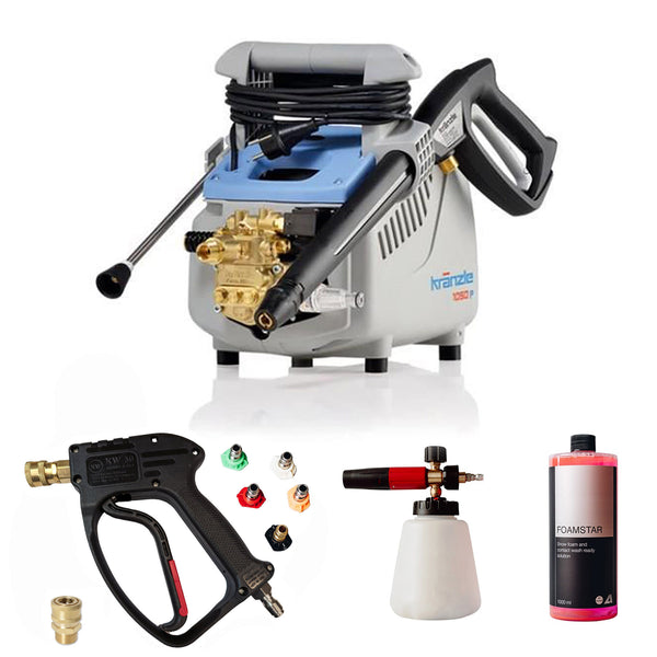 Kranzle K1050P 高压清洗机,配备 CleanSkin 短扳机枪、Snow Foam Lance Plus 和 Foamstar 洗发水套装 (*)