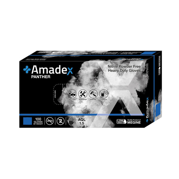 Amadex Panther 优质重型可重复使用丁腈手套 - 100 只装(M/L/XL)