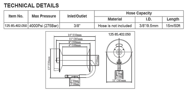 BAR Wall Mounted Manual Hose Reel (*)