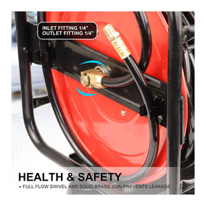CleanSkin Air Hose & Manual Reel Assembly on Swivel Base - 30 Metre