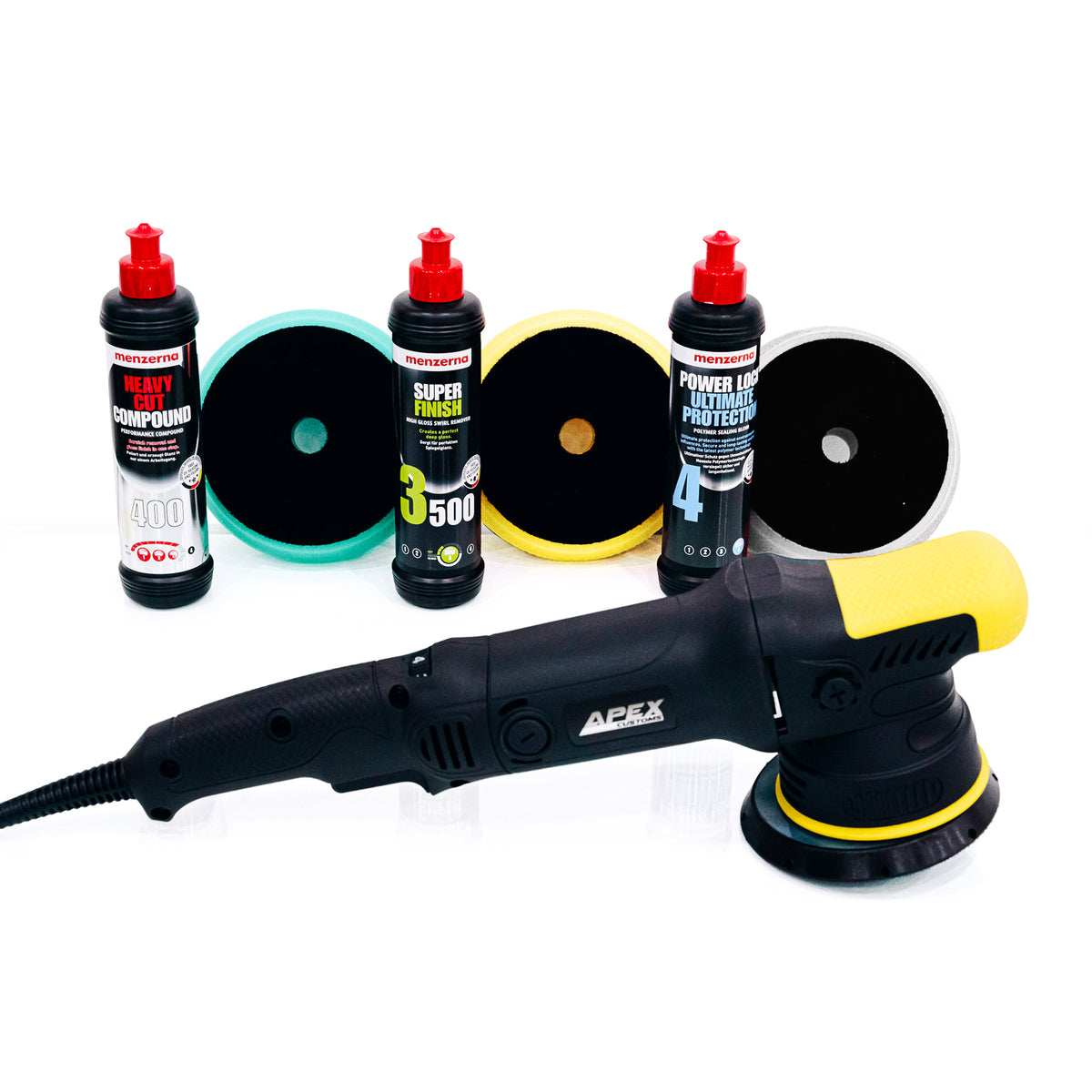 Apex Customs Sensei Plus 15mm/21mm DA Polisher Menzerna Kit The