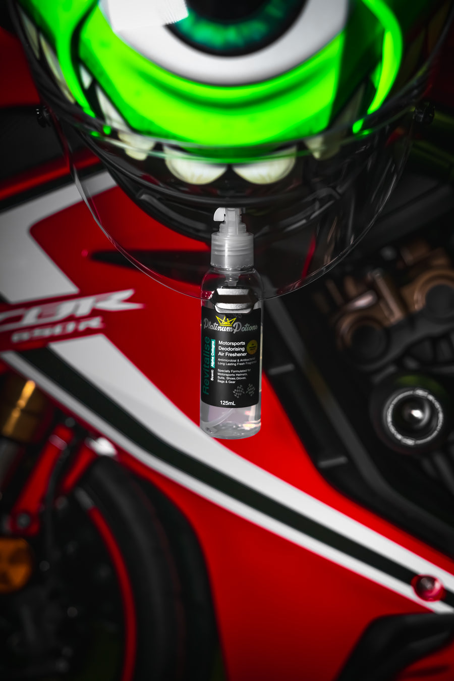Platinum Potions Revitalise Premium Deodorising Air Freshener (for Motorbike Helmets, Gloves, Boots) - 125ml