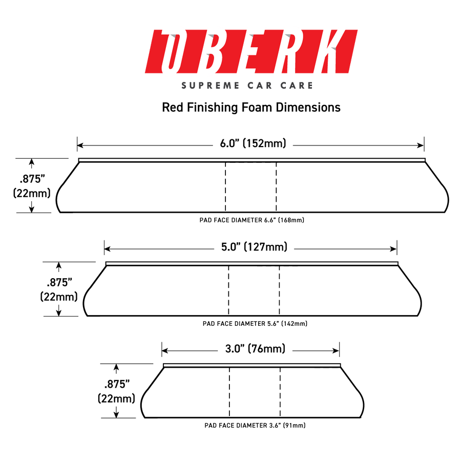 Oberk Supreme Foam Polishing/Finishing Pad - 3"/5"/6"